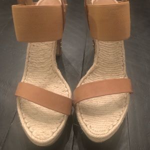 Max Studio Leather and Wood Platform Heels
